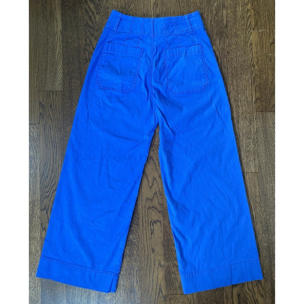 Maeve The Colette Wide Leg Pants Blue Womens Size 26 Stretch Linen Blend - Picture 2 of 10